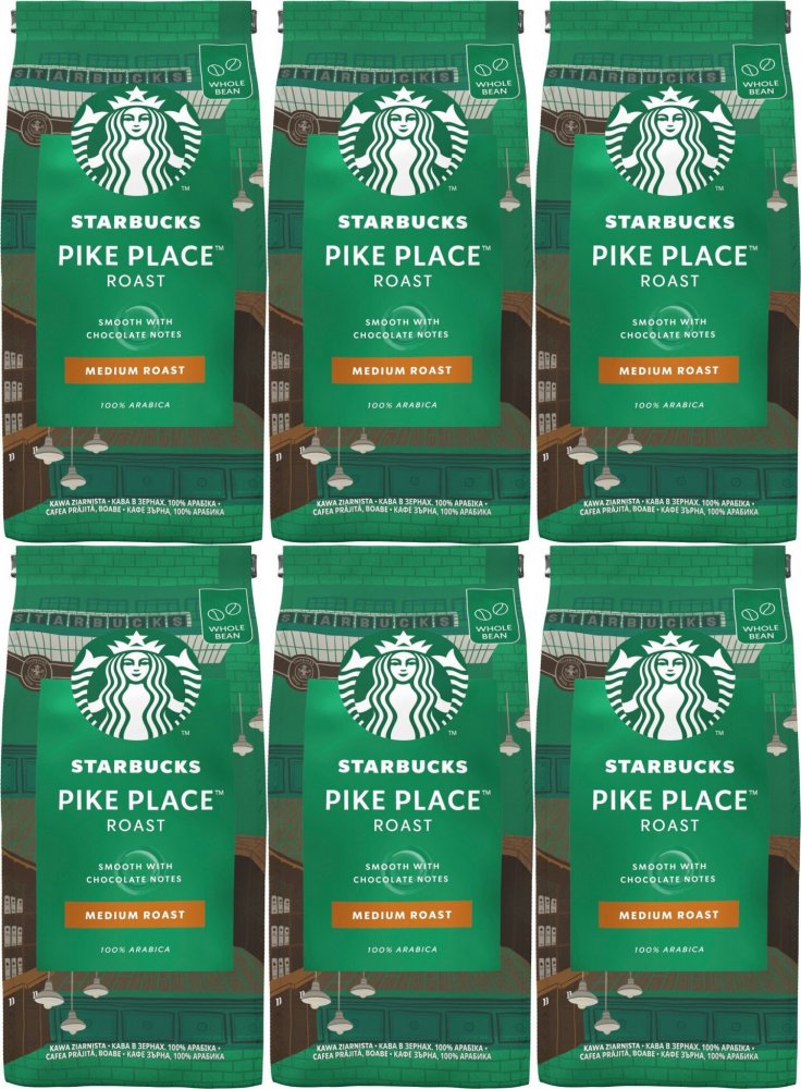 6x Kawa ziarnista Starbucks Pike Place Roast, 200g