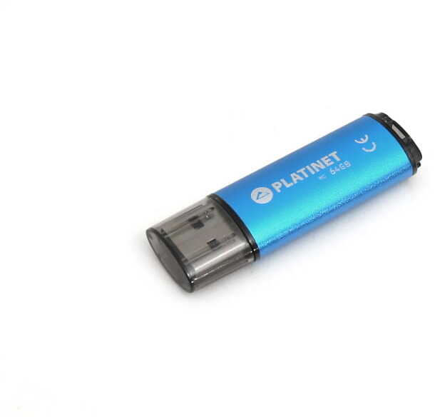 Pendrive aluminiowy Platinet X-Depo, 64GB, USB 2.0, niebieski