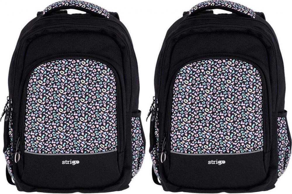 2x Plecak szkolny Strigo Misty Pastel, dwukomorowy, 24l, 39x27x18cm, czarny