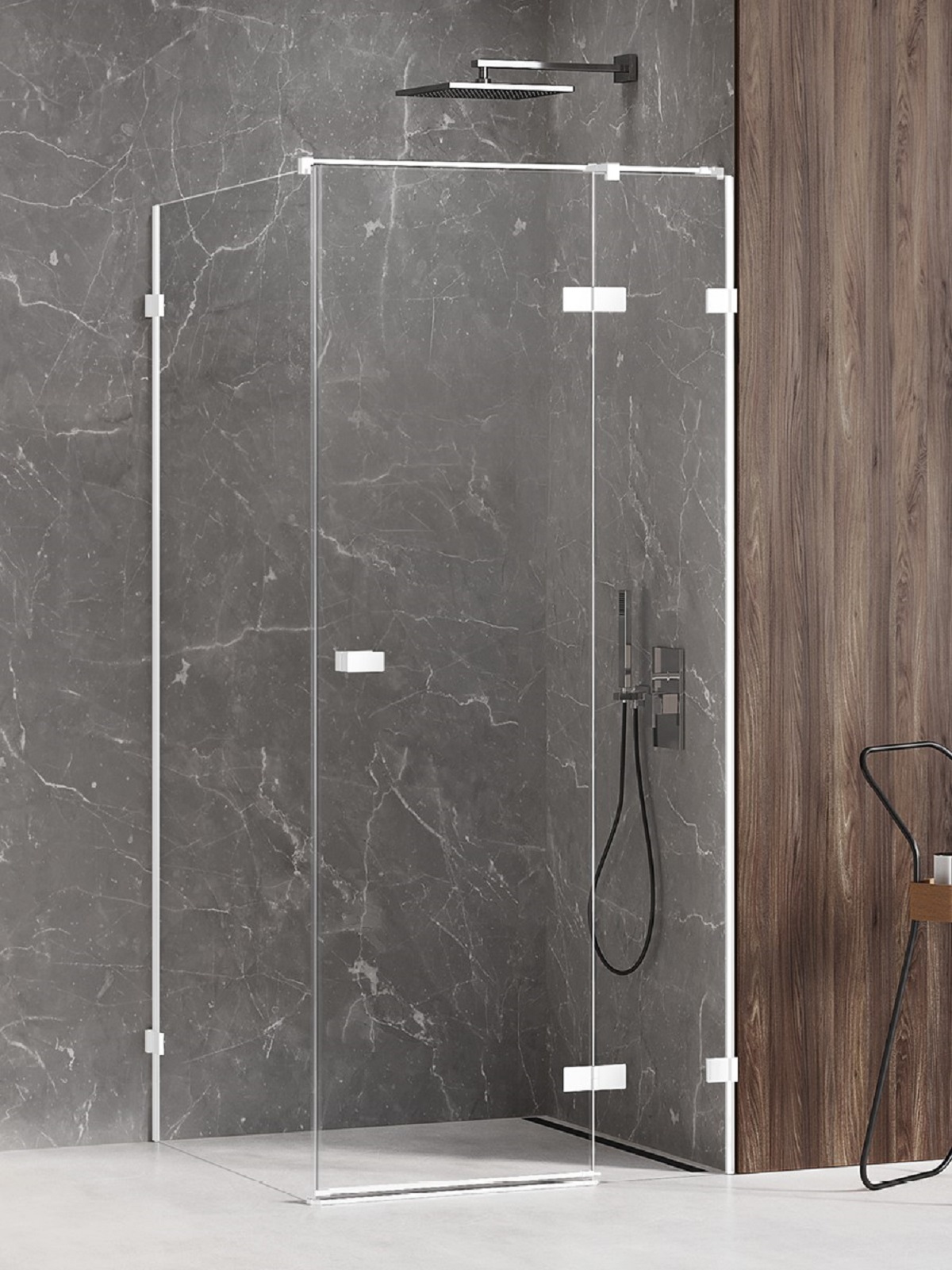 New Trendy Avexa White kabina prysznicowa 80x100 cm prostokątna prawa biały mat/szkło przezroczyste EXK-2734