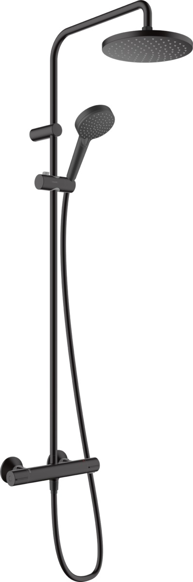 Hansgrohe Vernis Blend Showerpipe zestaw prysznicowy ścienny termostatyczny z deszczownicą czarny mat 26276670 - Wysyłka w 24h