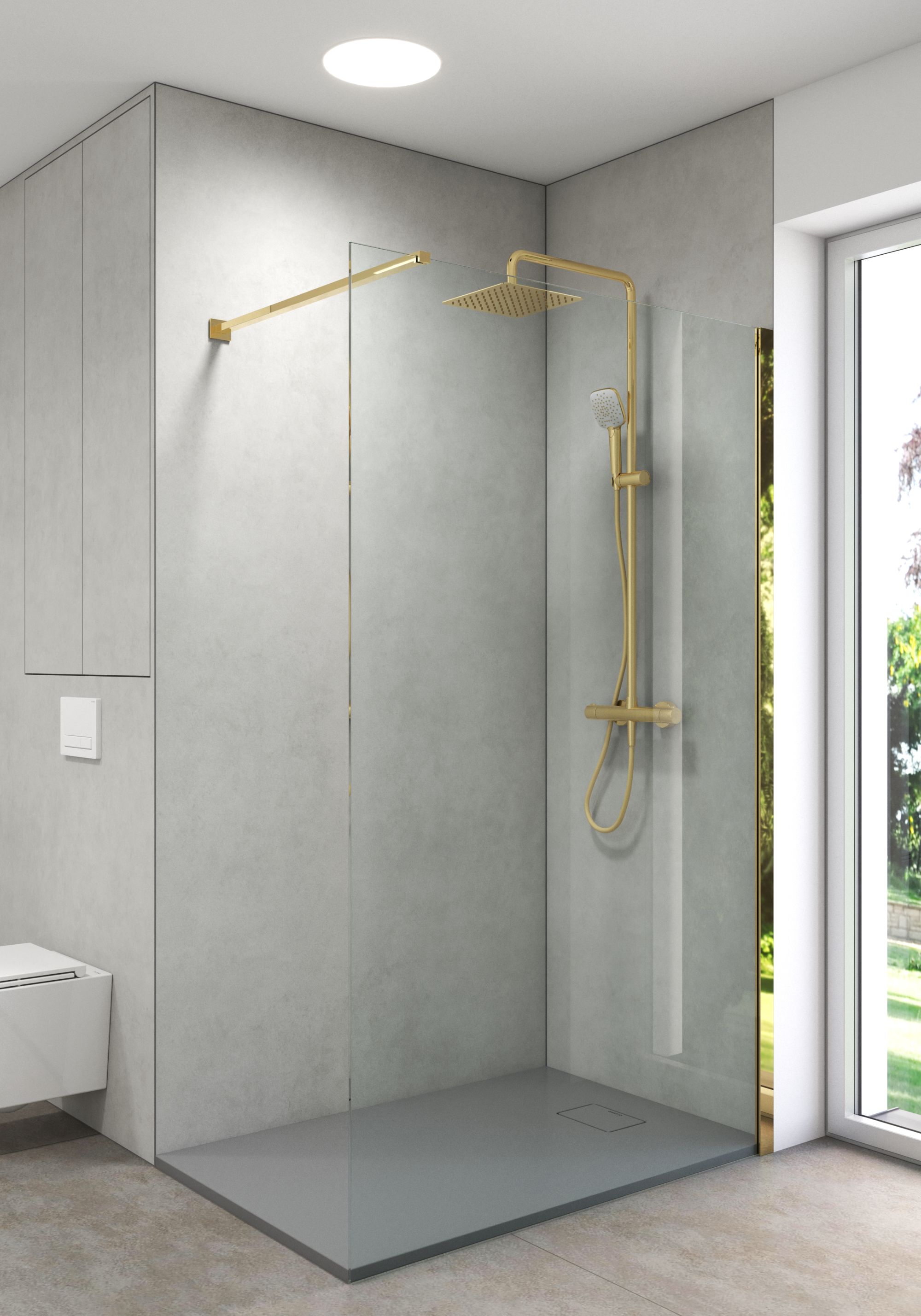 Oltens Bergytan brodzik 100x80 cm prostokątny RockSurface szary beton 15100700 - Wysyłka w 24h