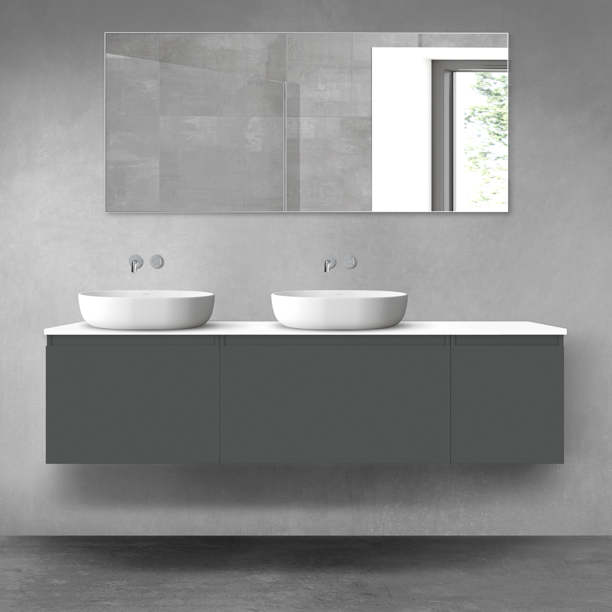 Oltens Vernal zestaw mebli łazienkowych 180 cm z blatem grafit mat/biały połysk 68539400 - Wysyłka w 24h