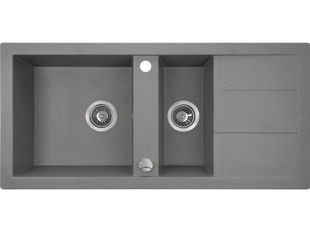 Laveo Barbados zlewozmywak granitowy 100x48 cm 1,5-komorowy szary SBB531T