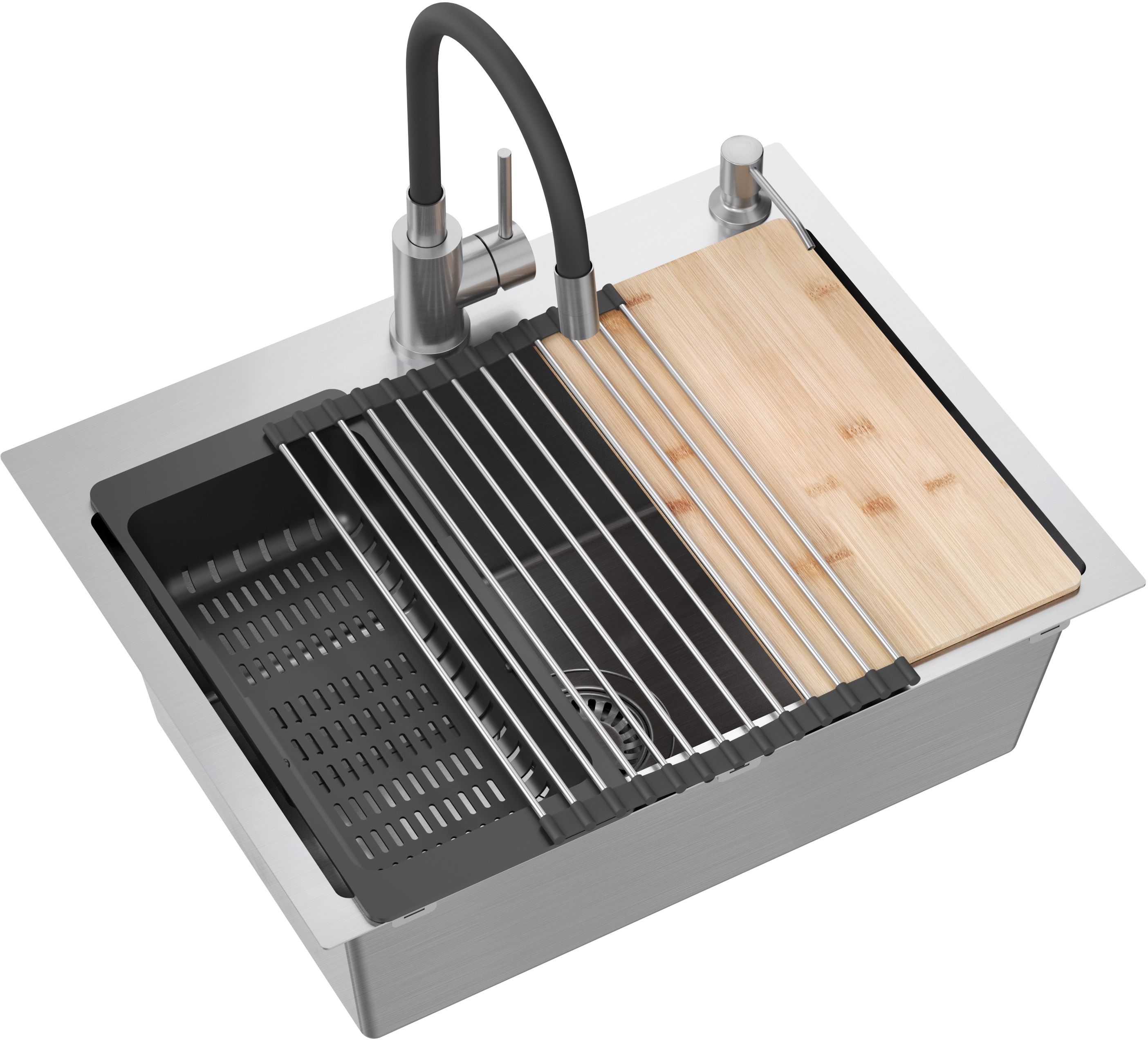 Quadron Luke zlewozmywak z baterią i akcesoriami stal / stal ZH5845BS_3323503BL - Wysyłka w 24h