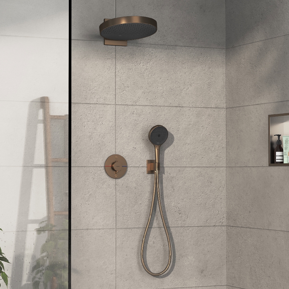 Hansgrohe ShowerSelect Comfort S bateria wannowo-prysznicowa podtynkowa termostatyczna brąz szczotkowany 15554140