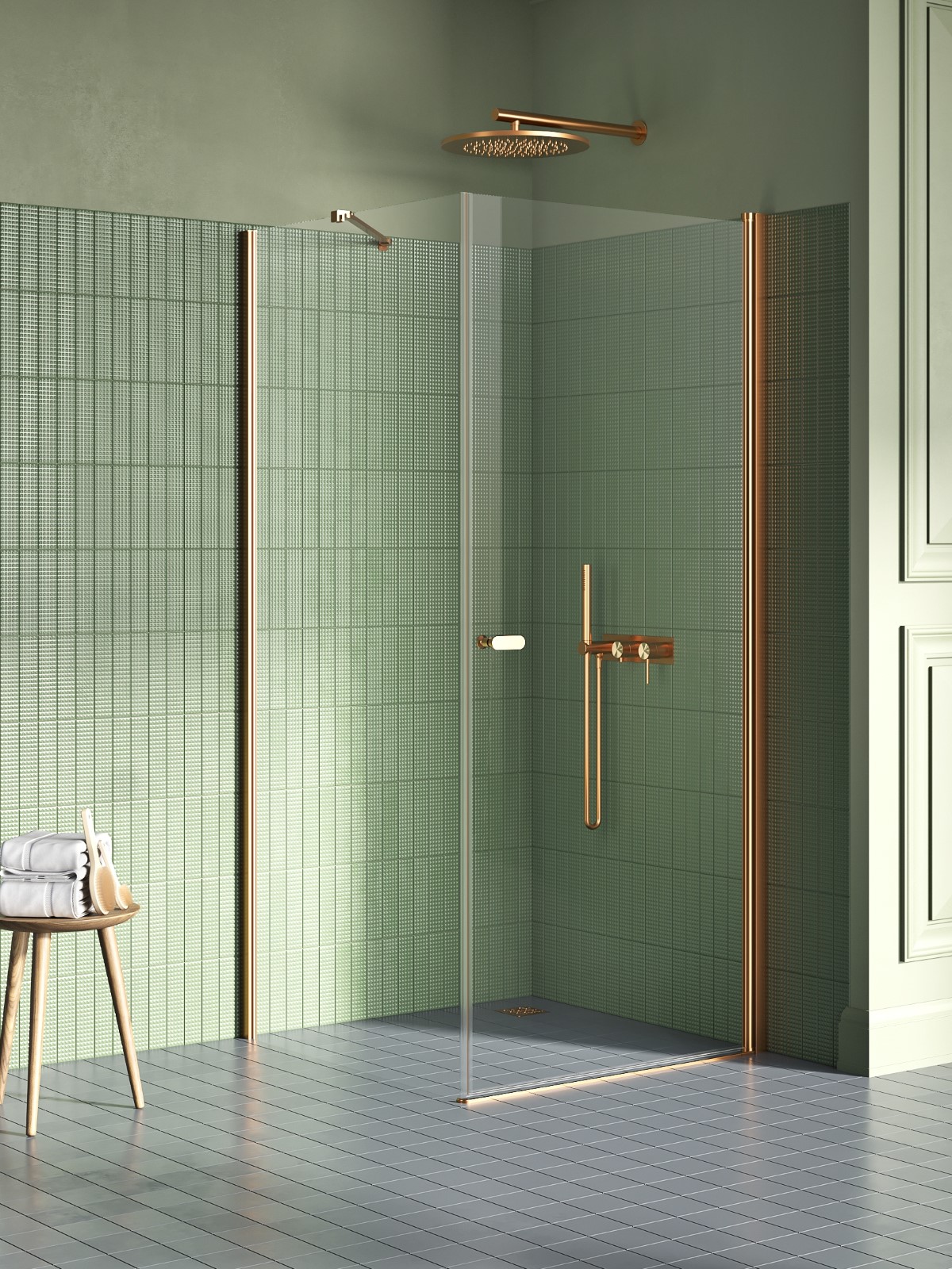 New Trendy New Soleo Copper Brushed kabina prysznicowa 80x100 cm prostokątna miedź szczotkowana/szkło przezroczyste K-2290