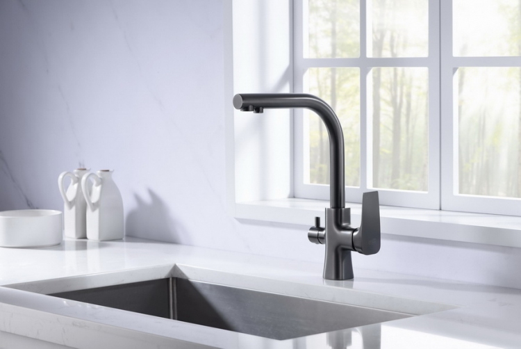 Blue Water Tivoli bateria kuchenna stojąca z podłączeniem wody filtrowanej grafit