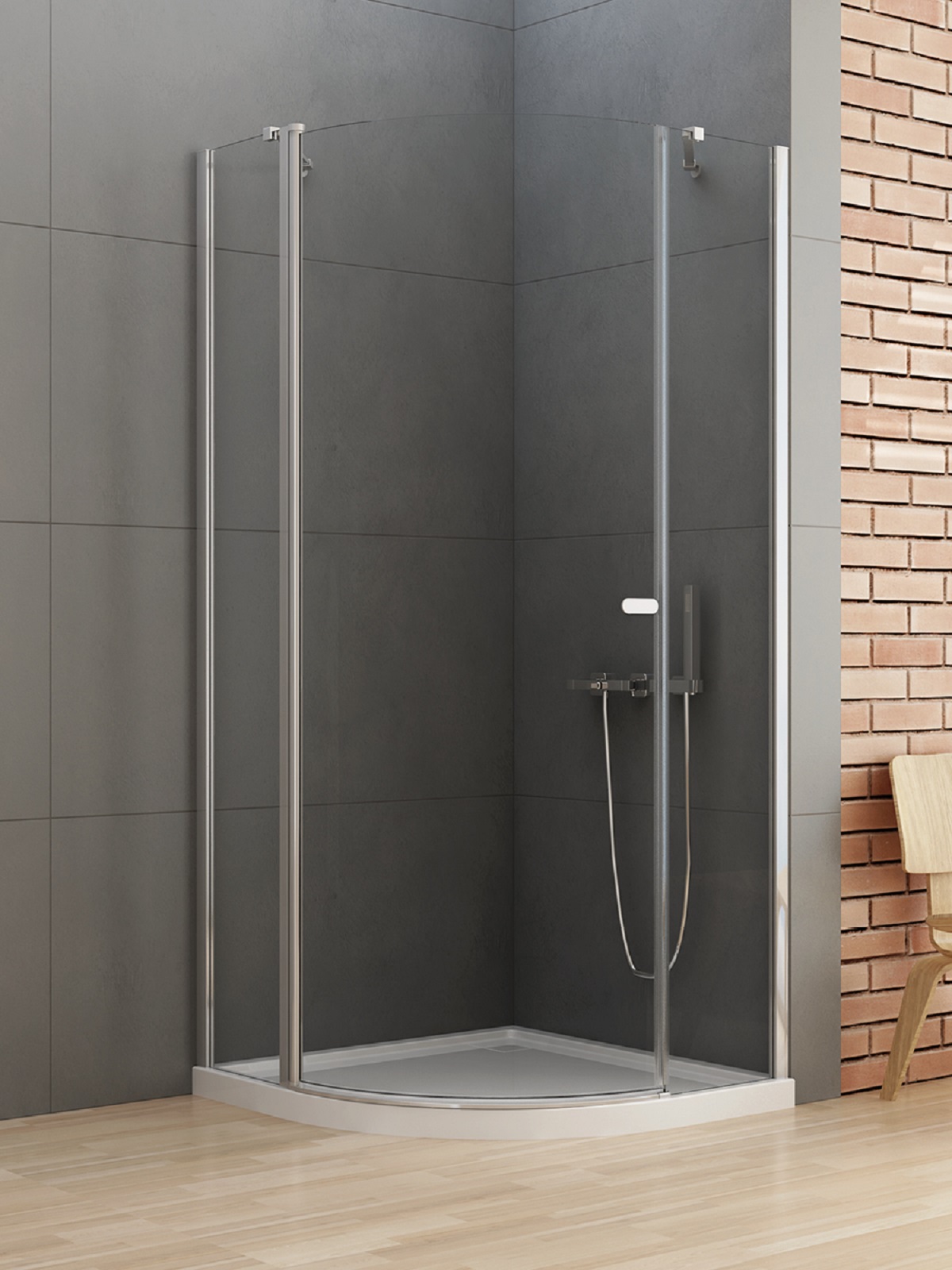New Trendy New Soleo kabina prysznicowa 100x100 cm półokrągła chrom połysk/szkło przezroczyste K-0417