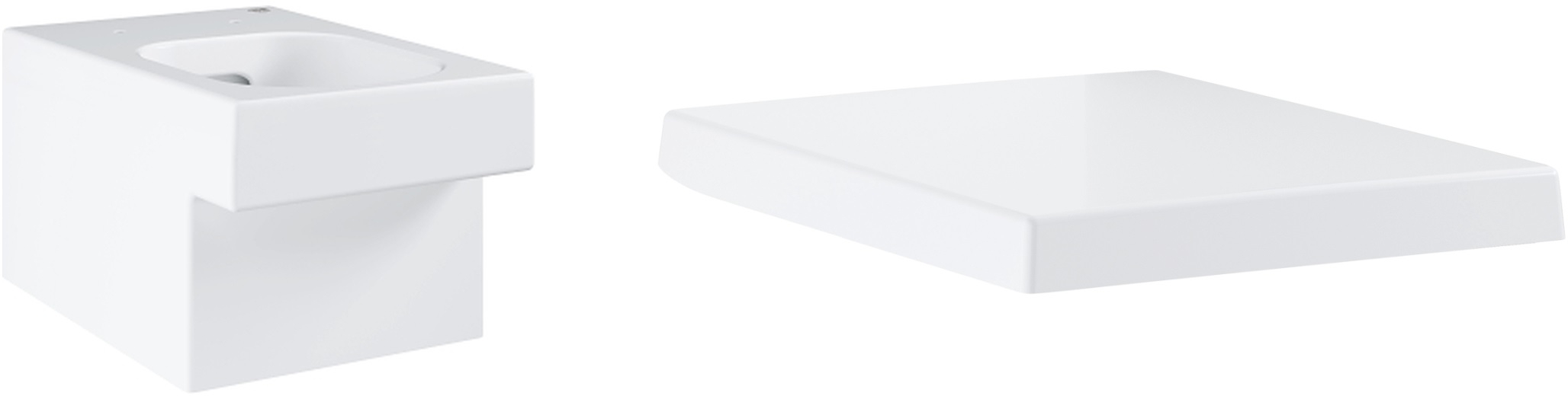 Zestaw Grohe Cube Ceramic miska WC wisząca bez kołnierza PureGuard z deską sedesową wolnoopadającą biały (3924500H, 39488000)