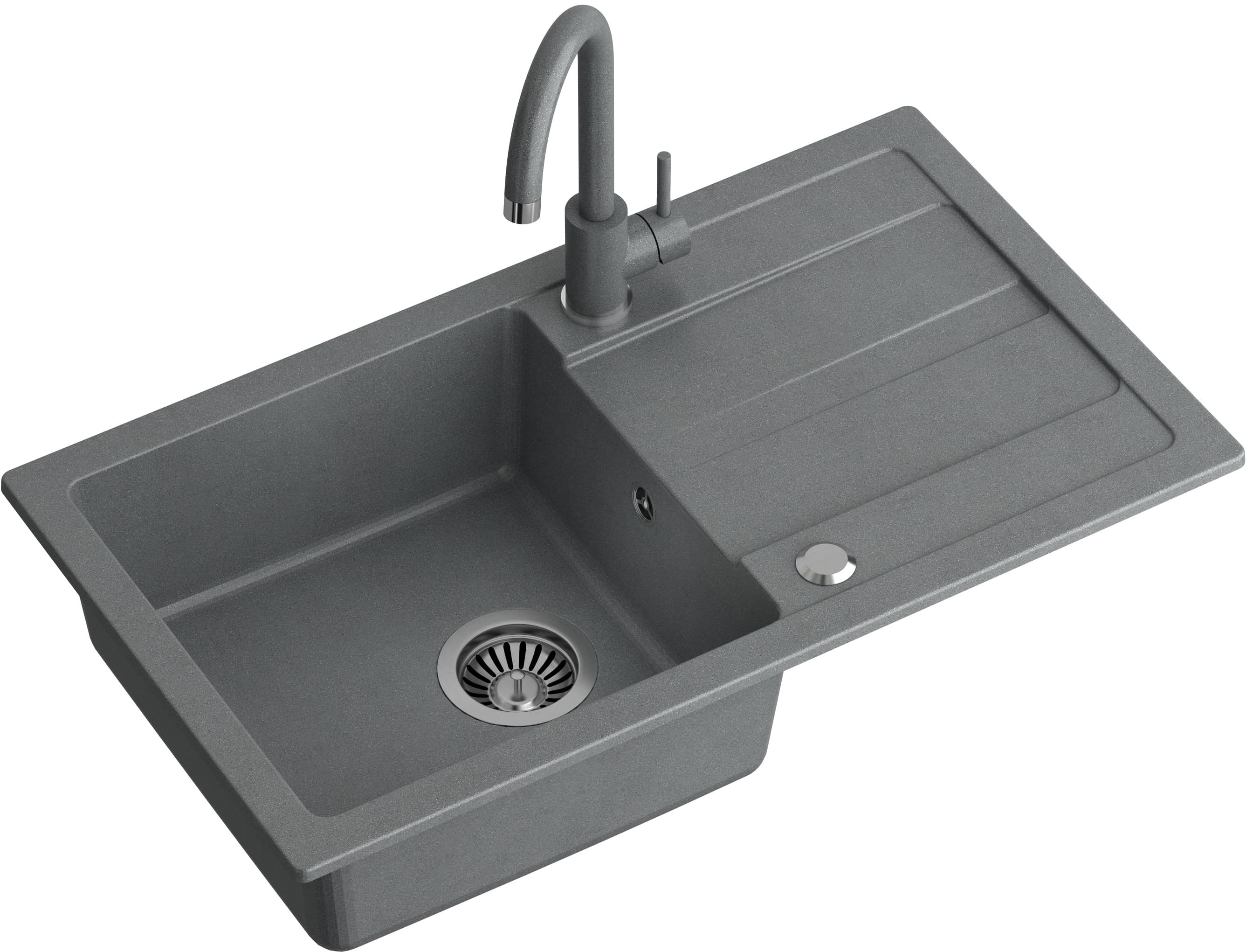 Quadron Go Max zlewozmywak 77x44 cm szary z baterią TQ7744GMSZ - Wysyłka w 24h