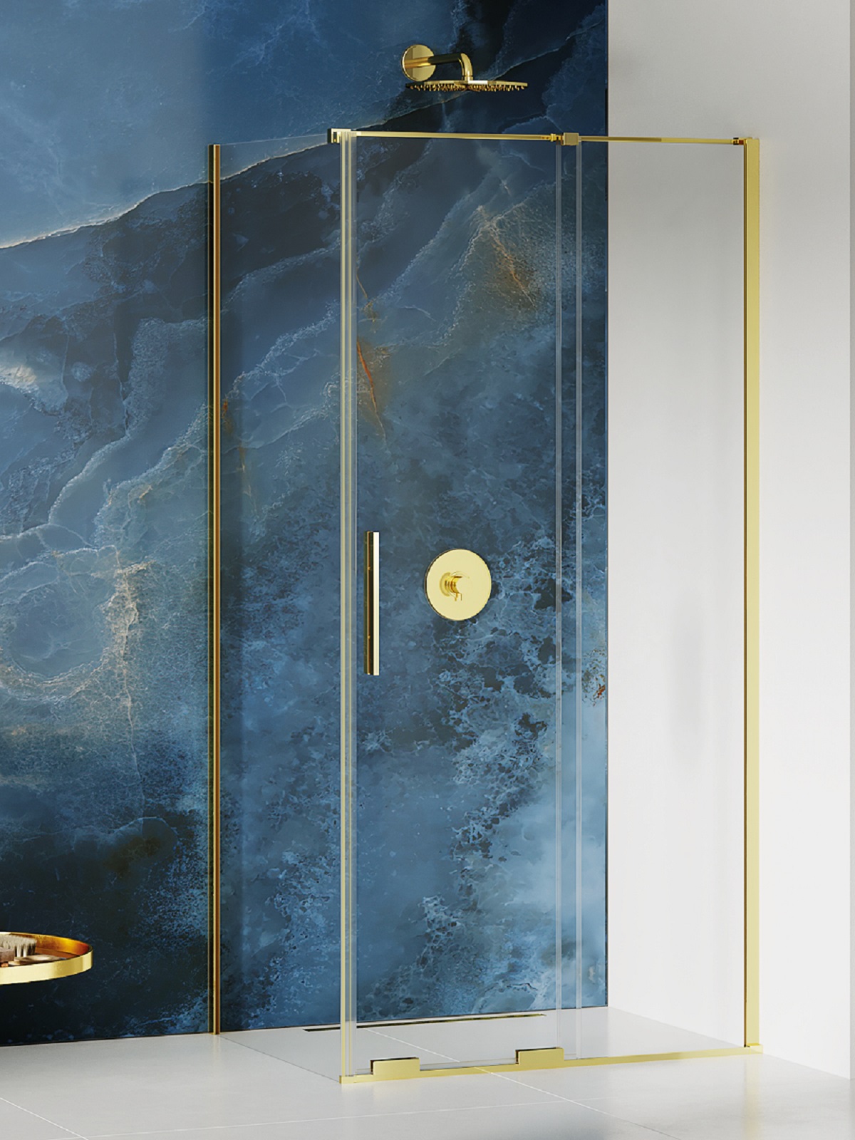 New Trendy Smart Light Gold kabina prysznicowa 130x90 cm prostokątna złoty połysk/szkło przezroczyste EXK-4244