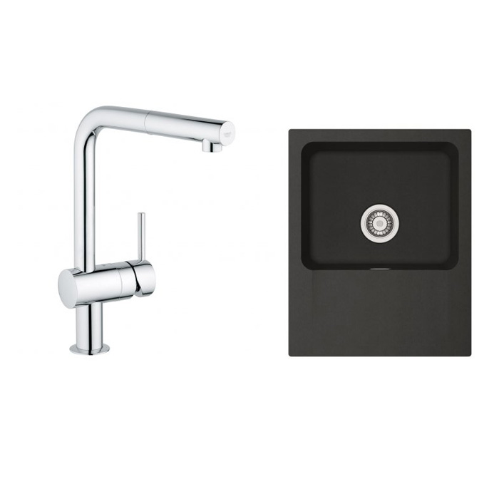 Zestaw Franke Orion OID 611-61 zlewozmywak onyx z baterią kuchenną Grohe Minta chrom (1140286441, 32168000) - Wysyłka w 24h