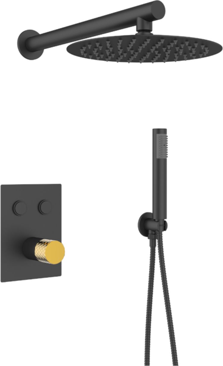 Sea-Horse Ove Black+Gold zestaw prysznicowy podtynkowy z deszczownicą czarny/złoty BJV309B-R5