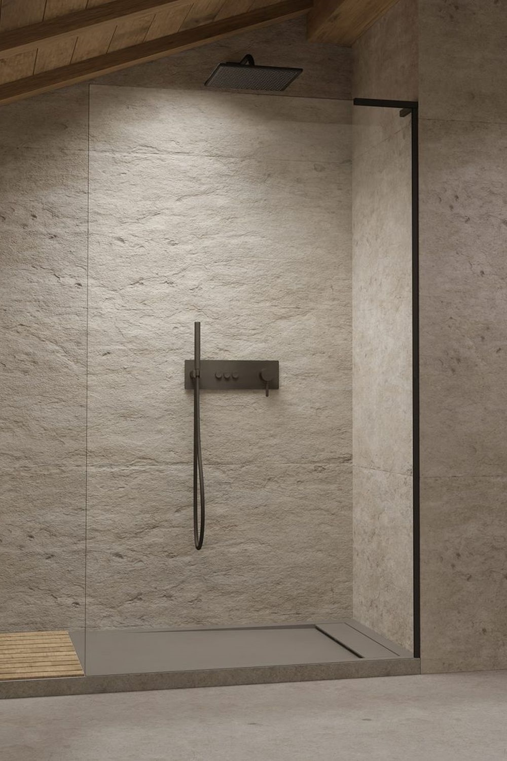 Radaway Modo SL Black II Walk-In ścianka prysznicowa 120 cm prawa wolnostojąca czarny mat/szkło przezroczyste 10319124-54-01R