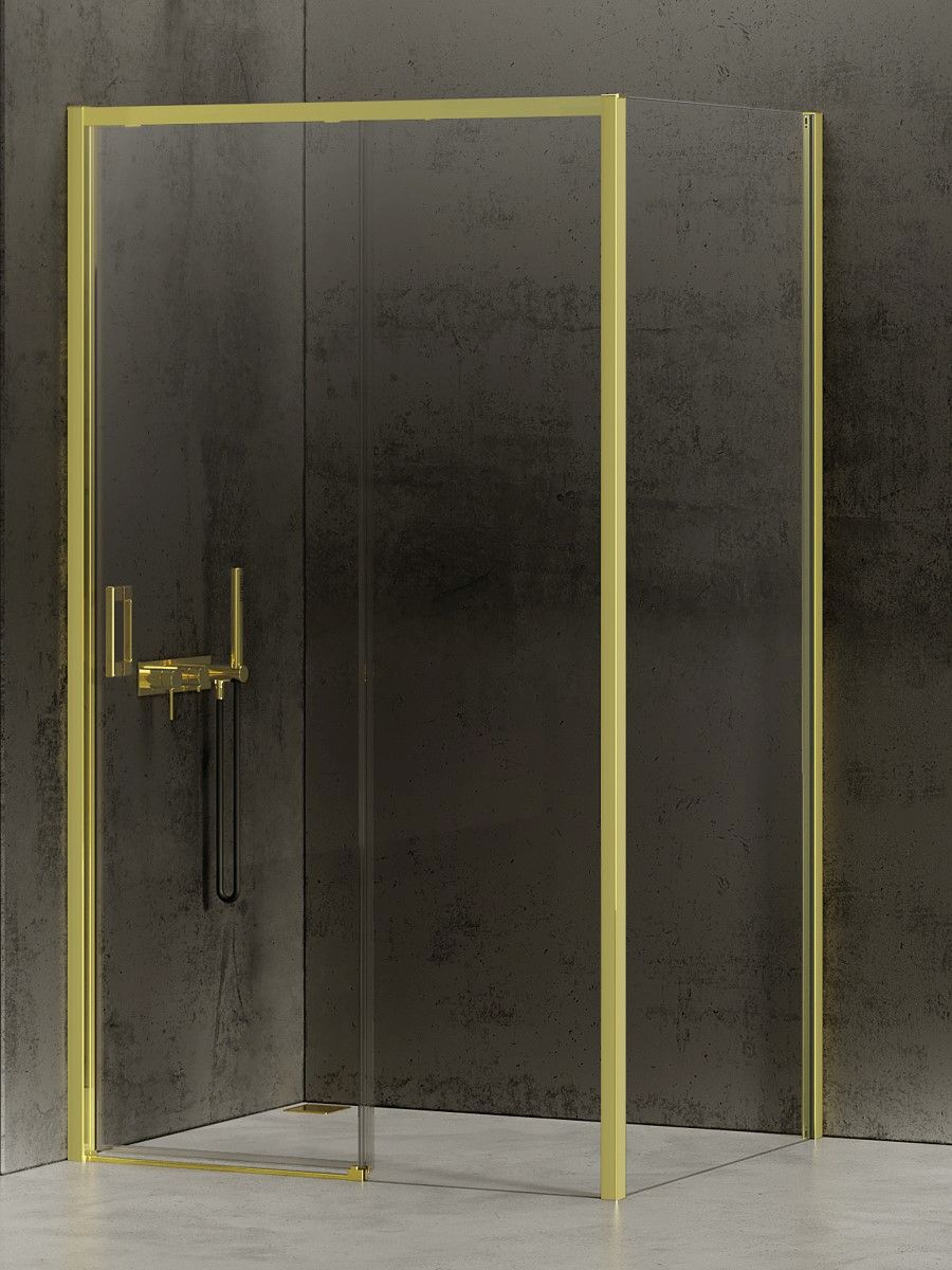 New Trendy Prime Light Gold kabina prysznicowa 100x100 cm kwadratowa prawa złoty/szkło przezroczyste K-1467