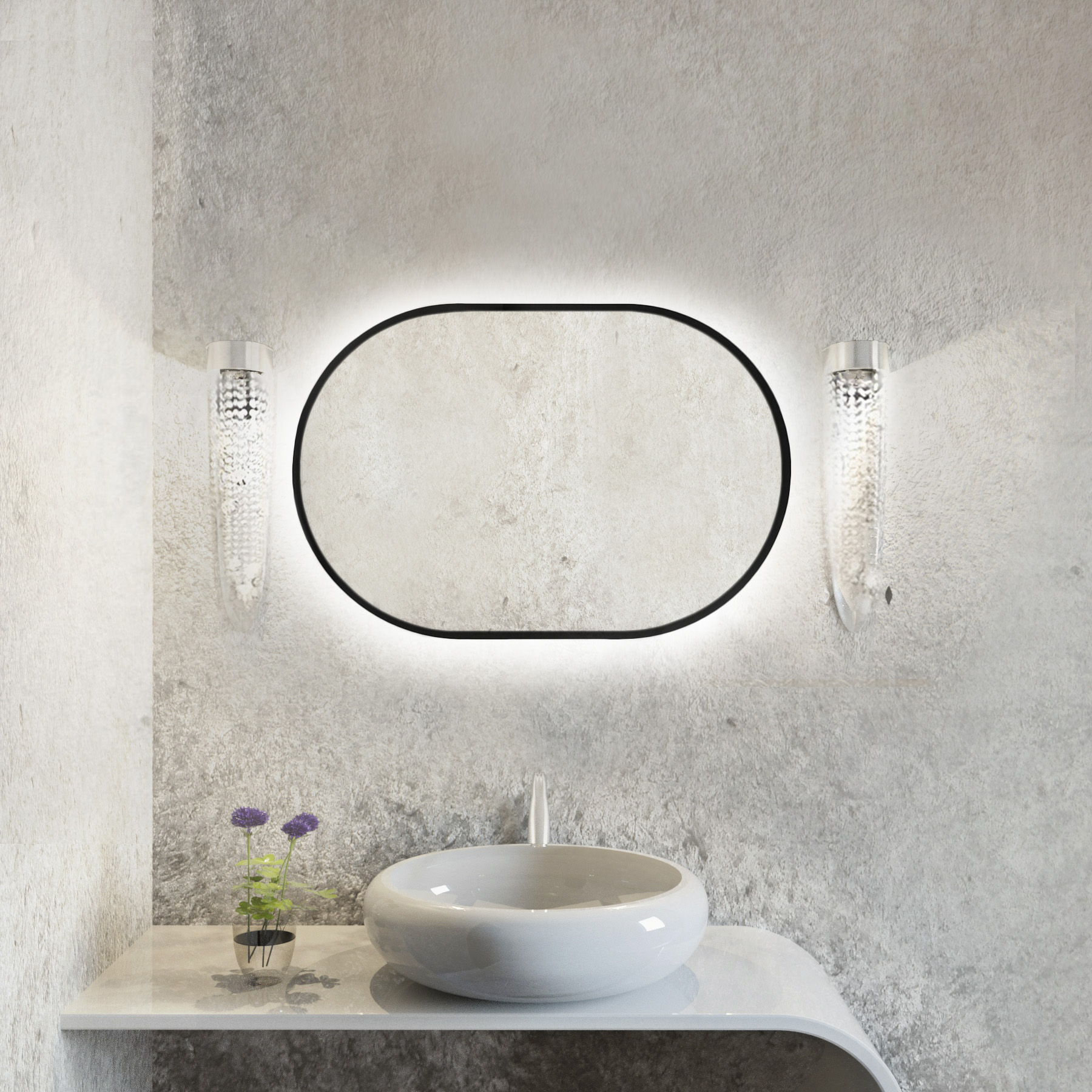 Baltica Design Tiny Border Pastille Bright lustro 60x90 cm owalne czarne barwa światła neutralna