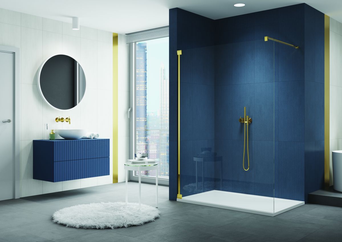 SanSwiss Cadura CAT4 Walk-In ścianka prysznicowa 120 cm złoty/szkło przezroczyste CAT41201207