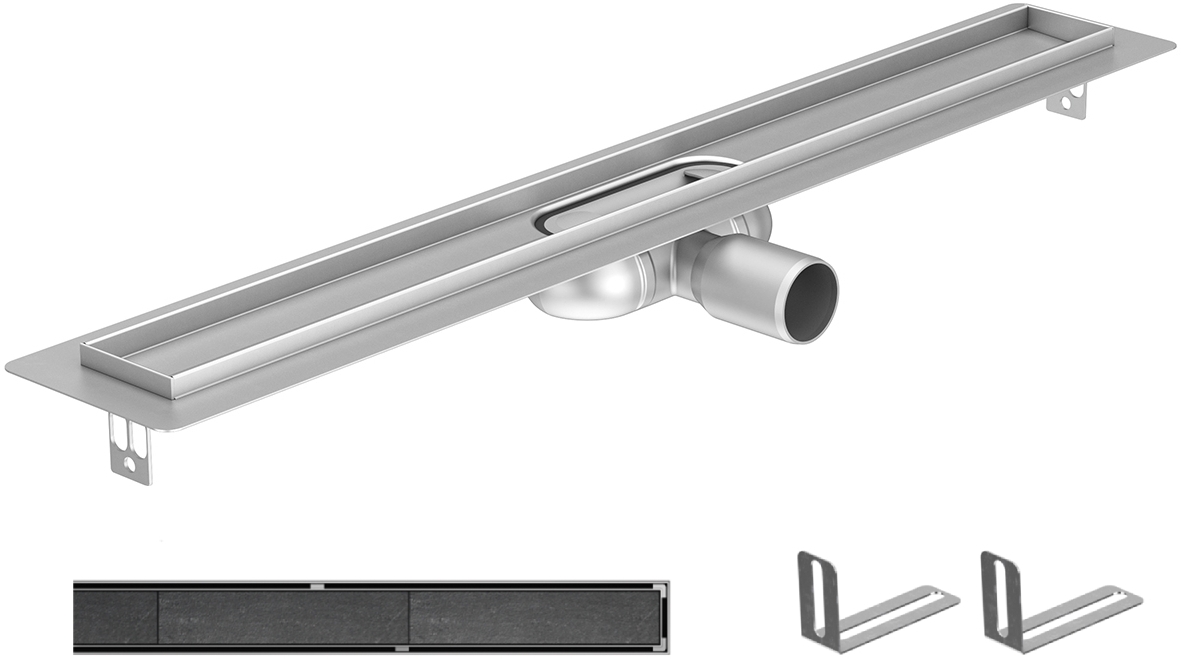 Zestaw ACO ShowerDrain C odpływ prysznicowy liniowy 88,5 cm z rusztem Tile pod płytkę stal nierdzewna (90108824, 90108884, 90108856) - Wysyłka w 24h