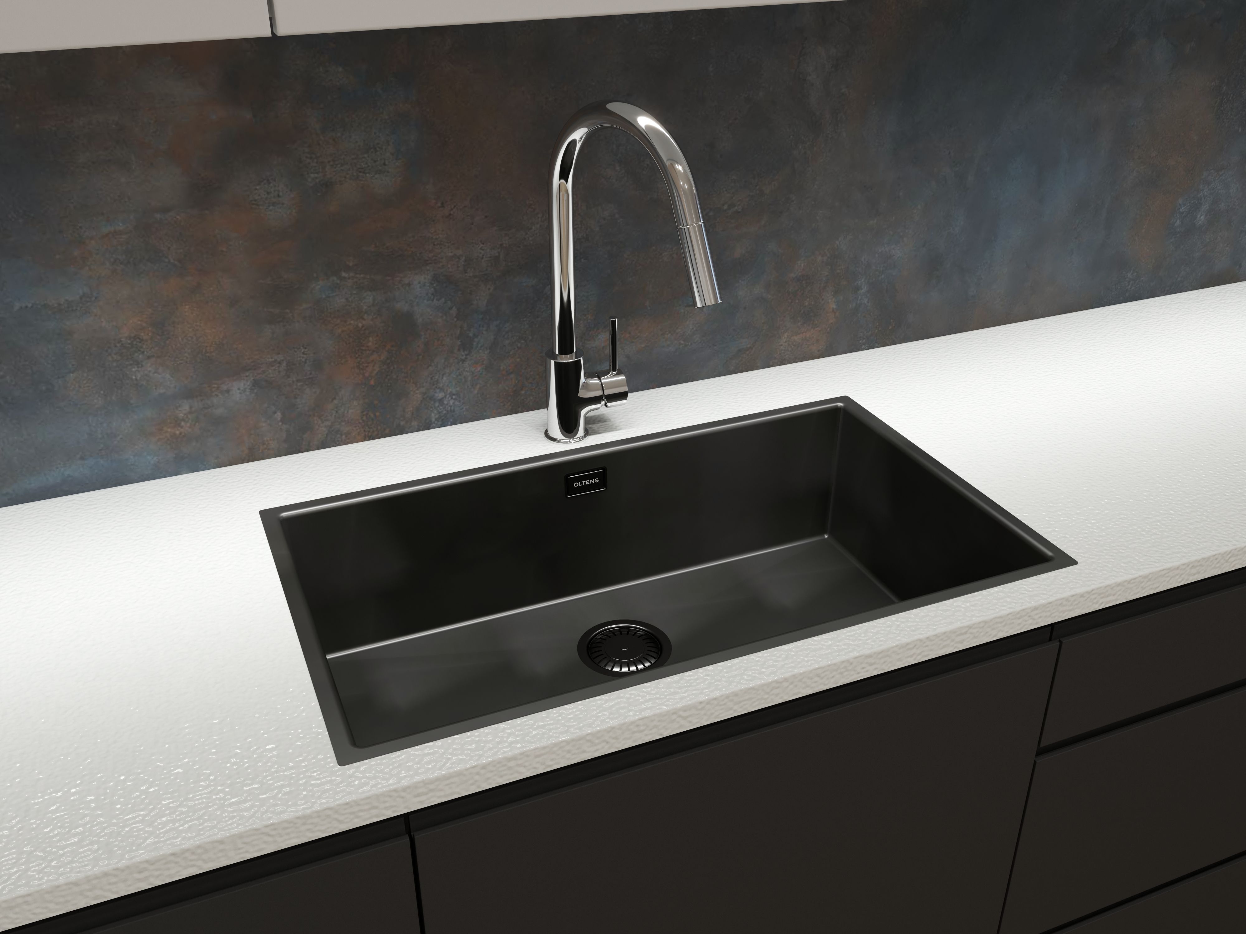 Oltens Stalvask zlewozmywak stalowy 1-komorowy 76x44 cm czarny 71102300 - Wysyłka w 24h