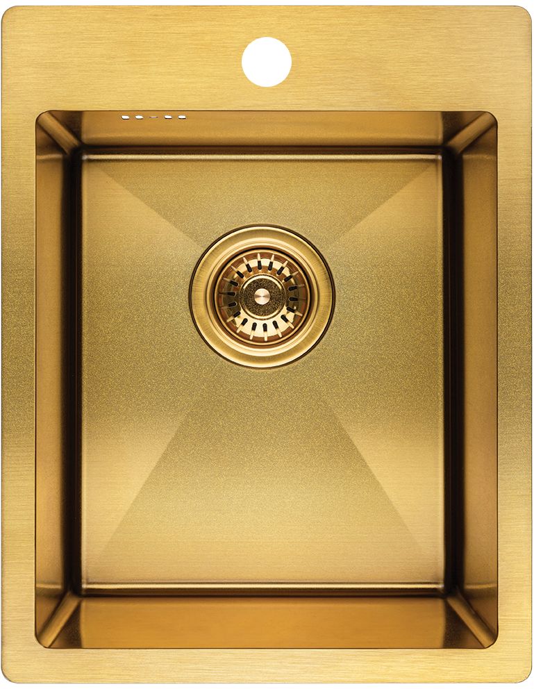 Laveo Marmara zlewozmywak stalowy z syfonem 48x37,5 cm złoty SAMG10A