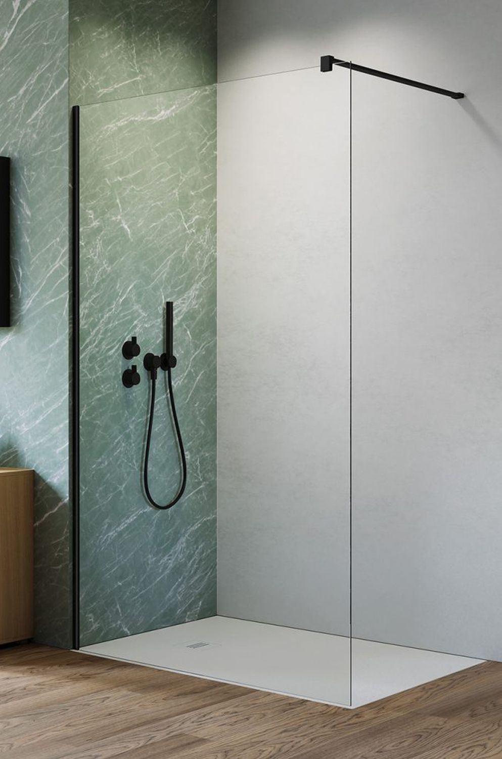 Radaway Nes Black Walk-In II ścianka prysznicowa 120 cm wolnostojąca czarny mat/szkło przezroczyste 10013120-54-01