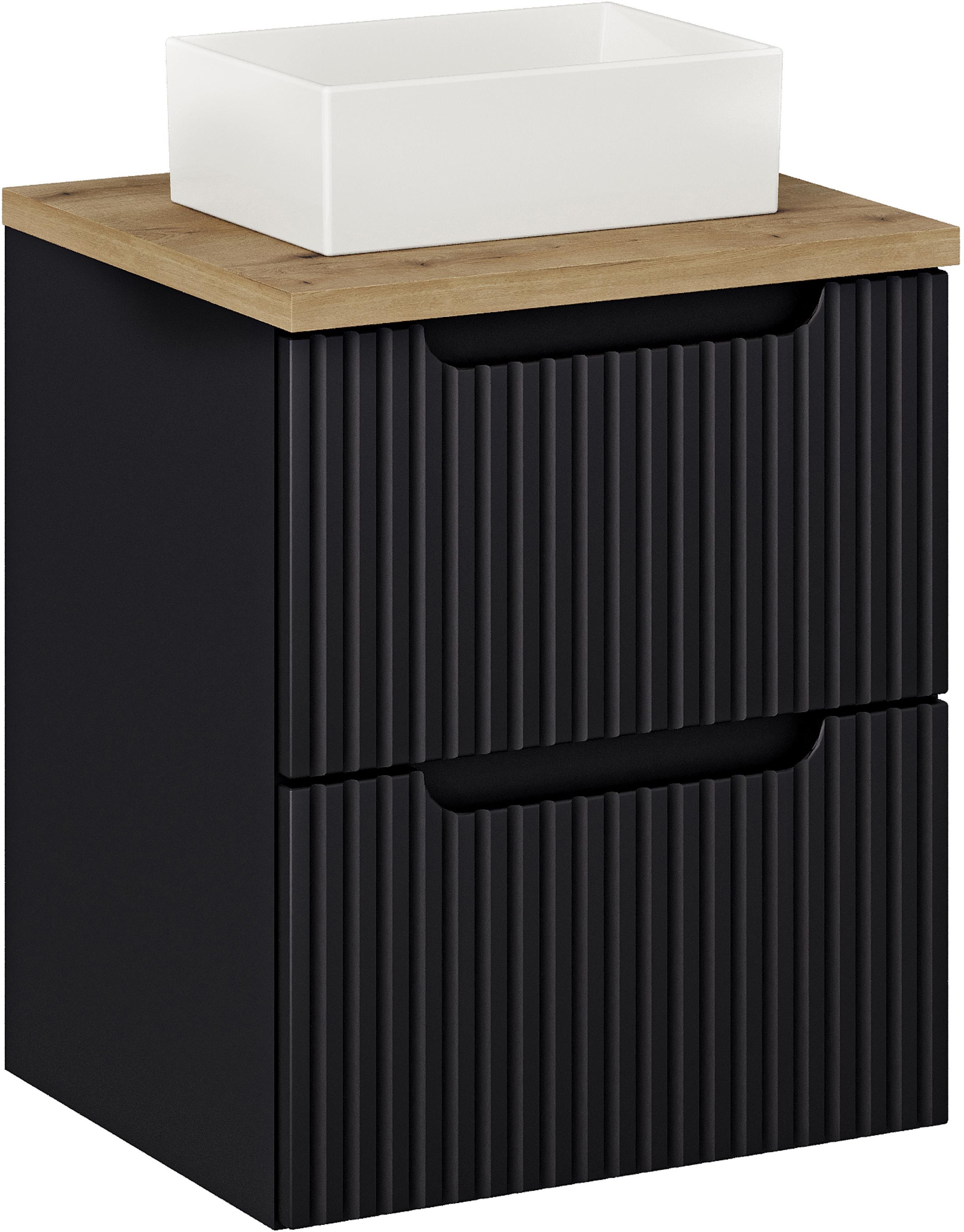 Comad Nova Black szafka 50 cm podumywalkowa wisząca z umywalką czarna SET-NOB B OAK 50CM S UN GAJA 35 - Wysyłka w 24h