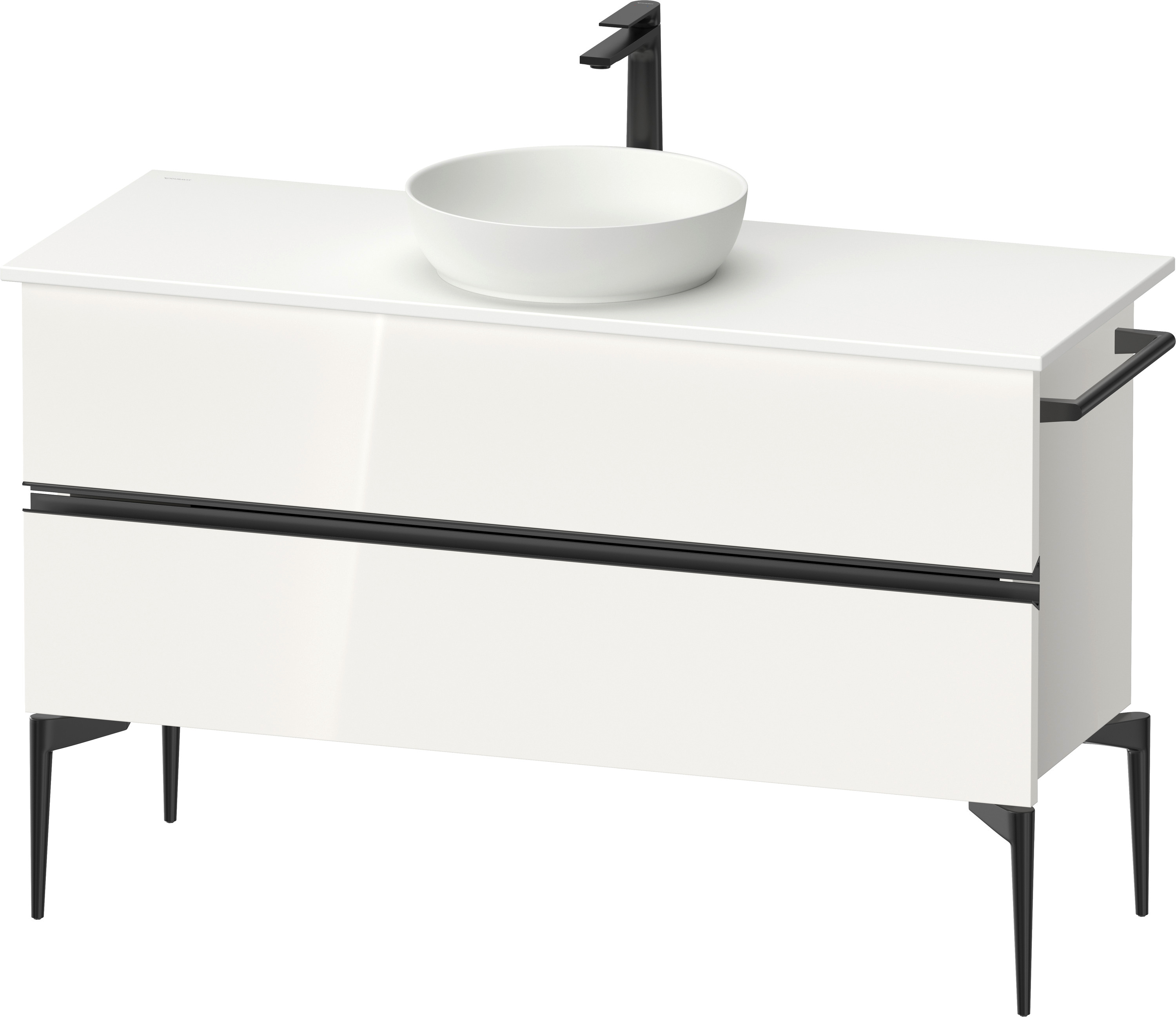 Duravit Sivida szafka 124,5x47,5x54,8 cm podumywalkowa stojąca biała-czarna SV46600BD220000