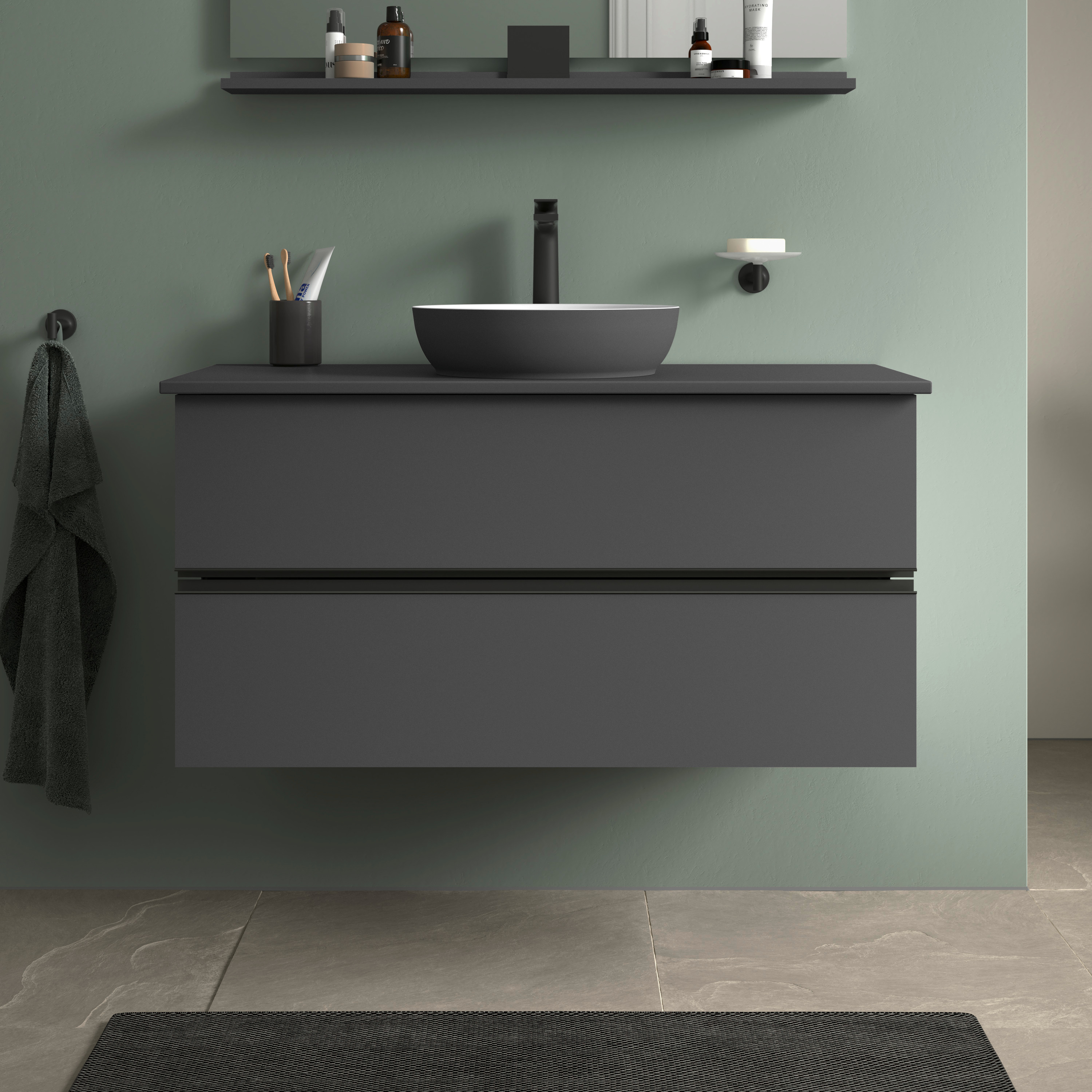 Duravit Sivida szafka 104,5x47,5x54,8 cm podumywalkowa wisząca czarna-grafitowa SV46590BD490000