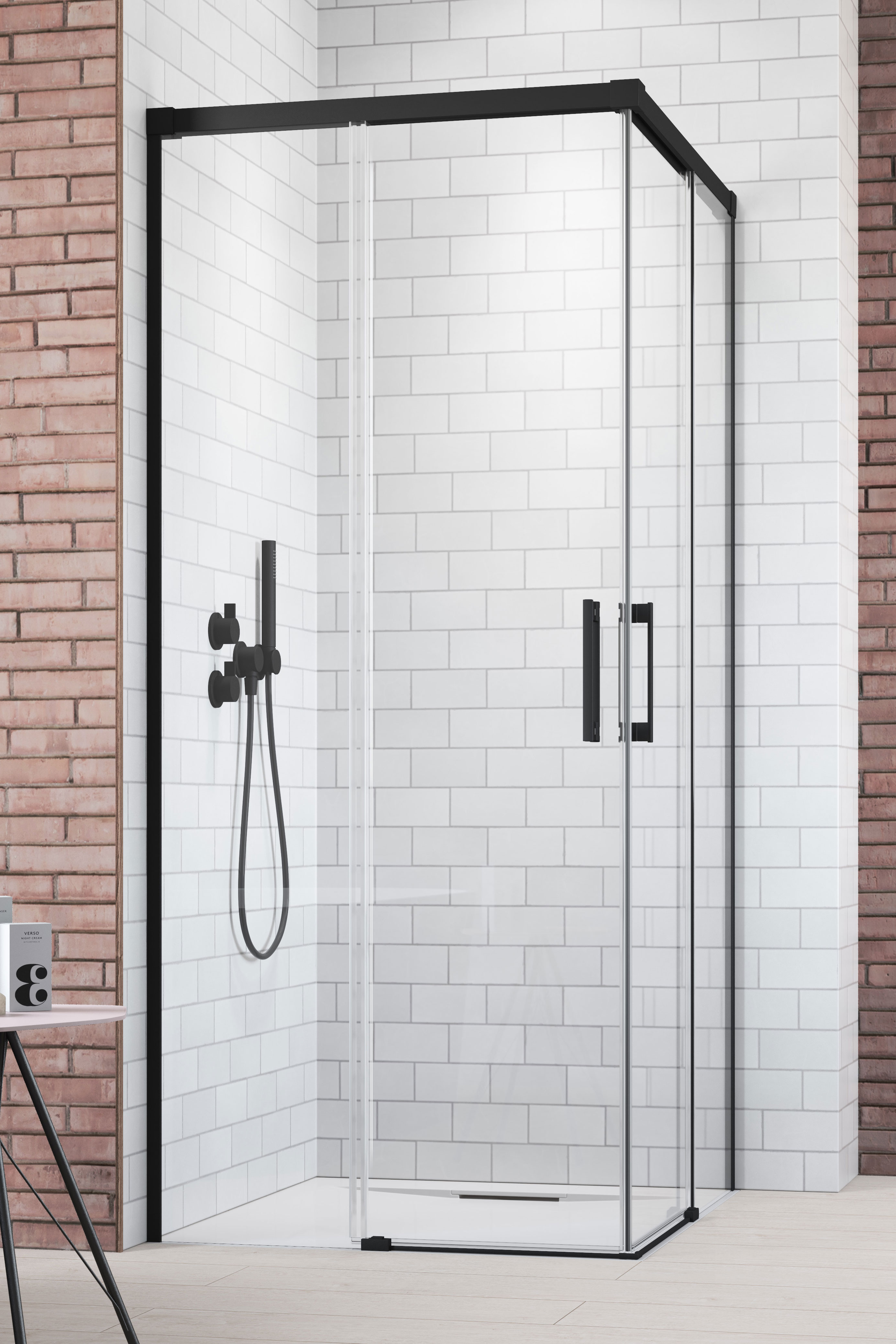 Radaway Idea Black KDD drzwi prysznicowe 80 cm lewe czarny mat/szkło przezroczyste 387061-54-01L