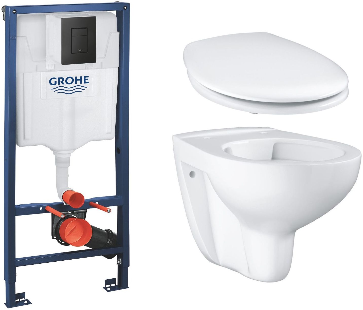 Zestaw Grohe Solido stelaż podtynkowy WC z przyciskiem Even czarny mat i miską WC Bau Ceramic wiszącą z deską wolnoopadającą ... - Wysyłka w 24h