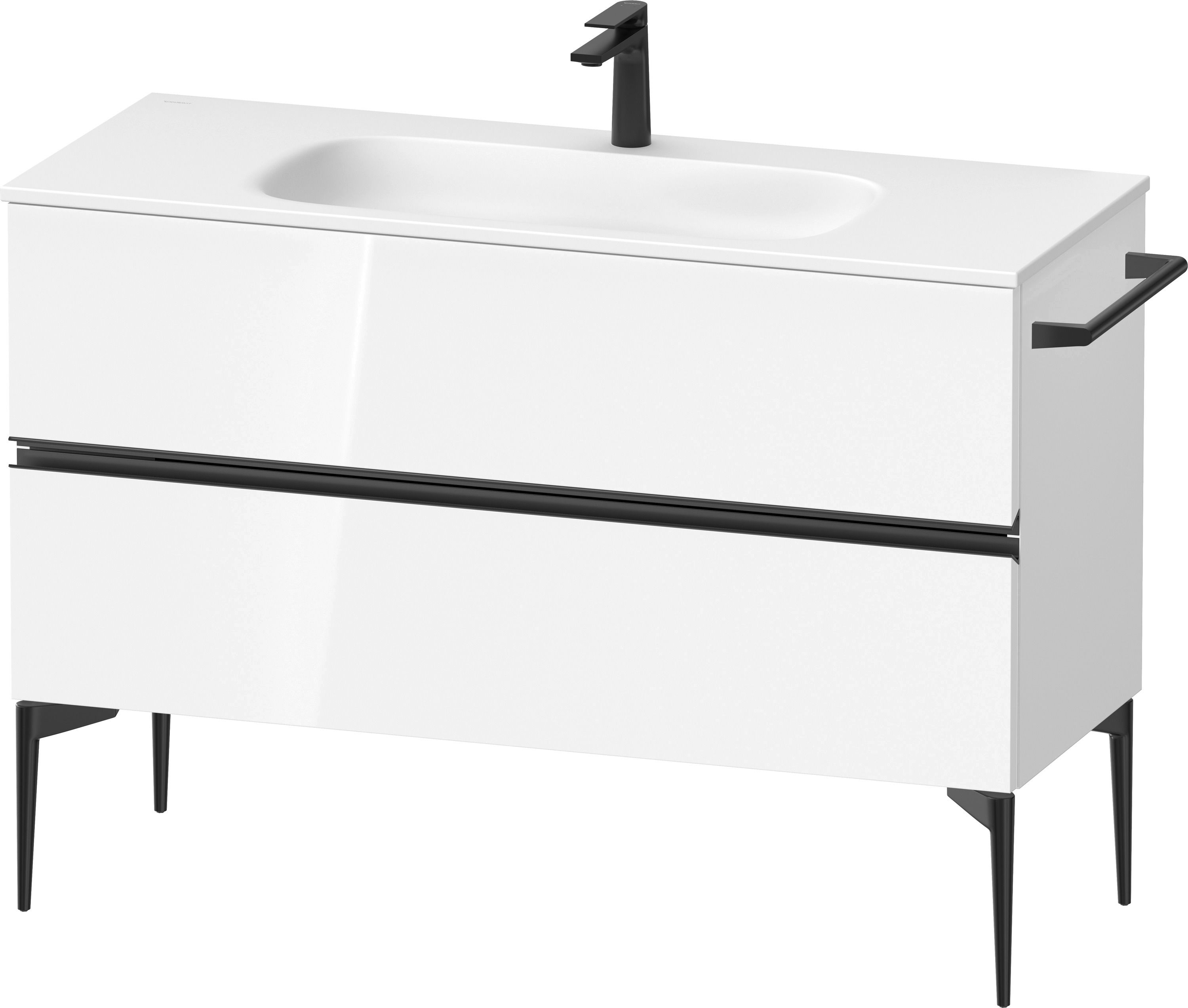 Duravit Sivida szafka 121x47,7x59,2 cm podumywalkowa wisząca biała-czarna SV46530BD220000