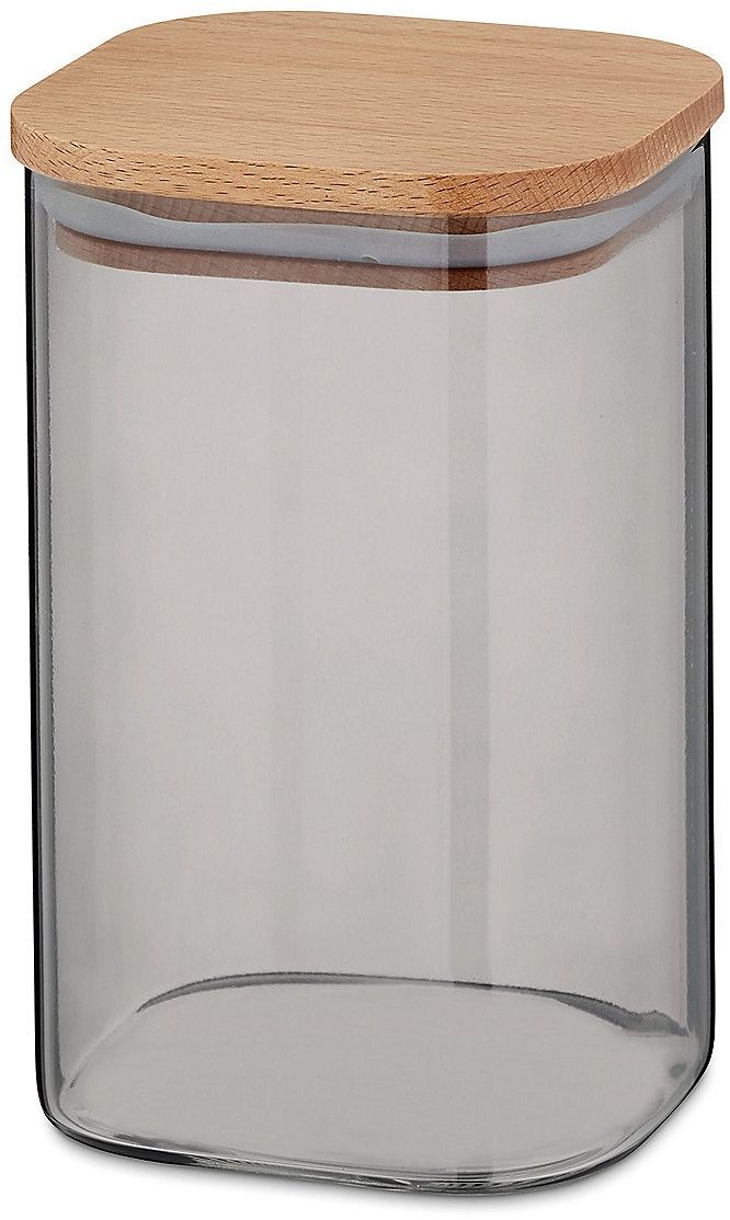 Kela Nea pojemnik do przechowywania 1,1 l szkło szare/drewno 10777 - Wysyłka w 24h