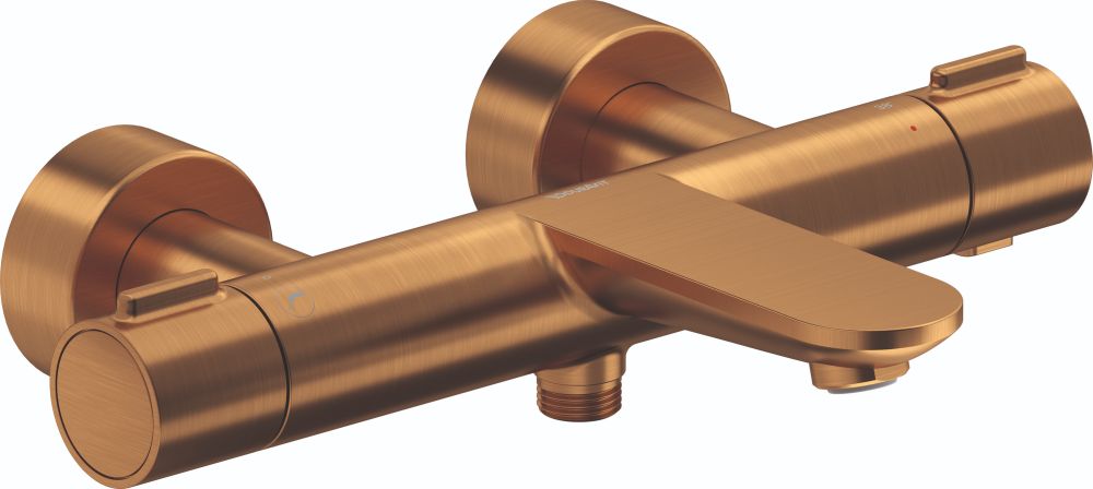 Duravit Wave bateria wannowo-prysznicowa ścienna termostatyczna brąz szczotkowany WA5220000004