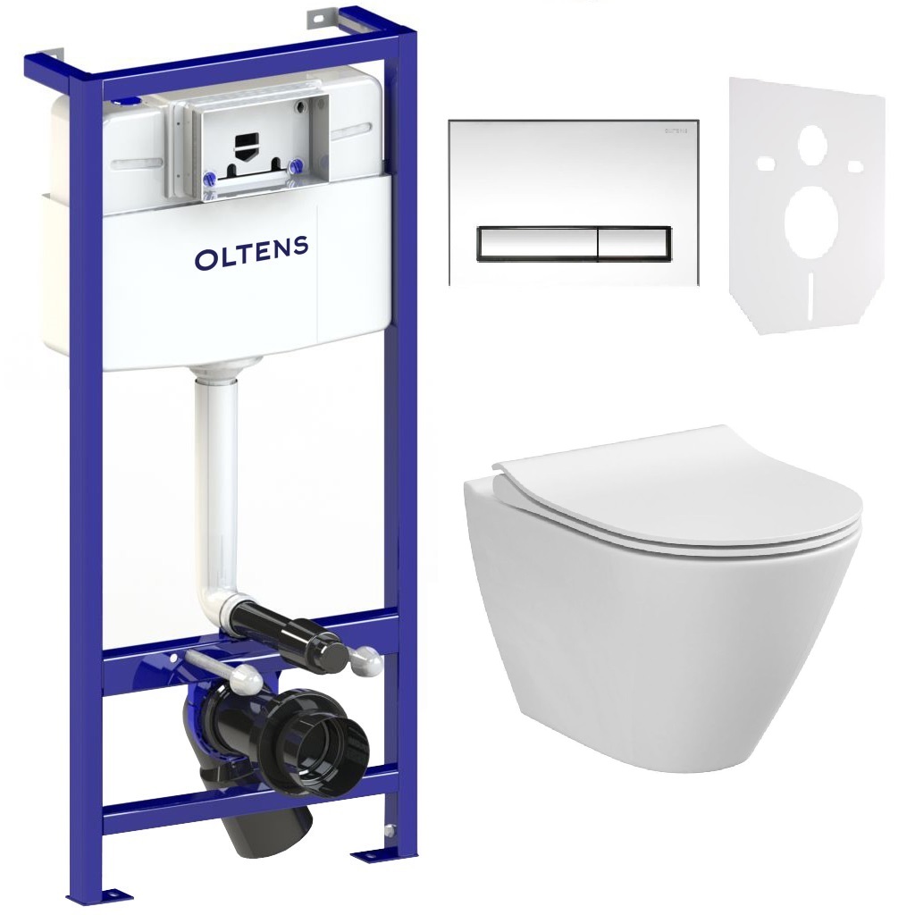 Zestaw Cersanit City Oval CleanOn miska WC wisząca z deską wolnoopadającą i stelaż podtynkowy Oltens Triberg Torne 5w1 z przyciskiem ... - Wysyłka w 