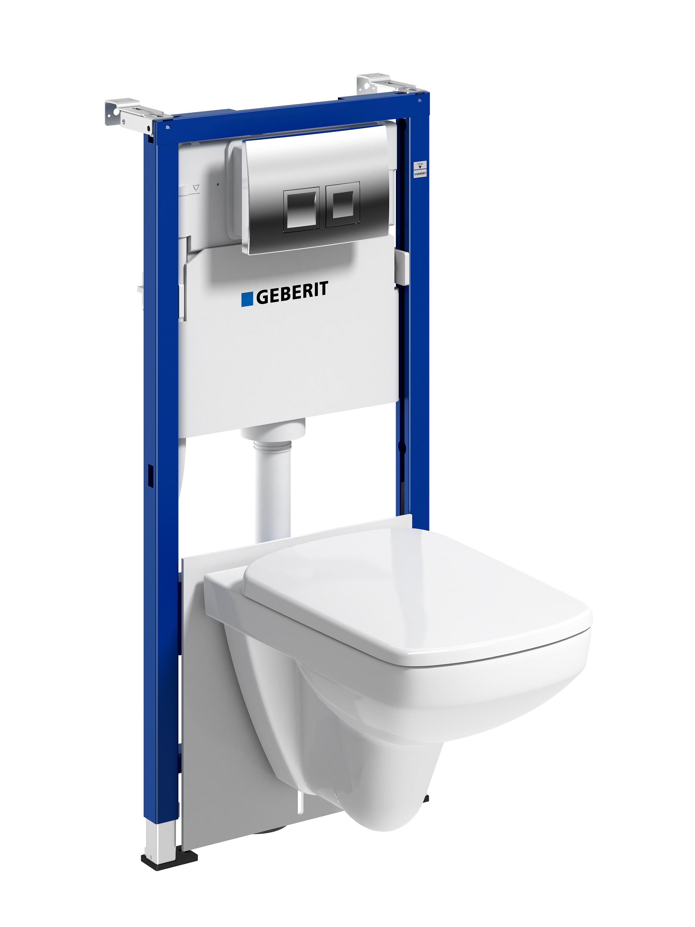 Geberit Duofix Basic stelaż podtynkowy z uszczelką i przyciskiem Delta35 chrom błyszczący z miską WC 5 Selnova Square Compact Rimfree ... - Wysyłka w 