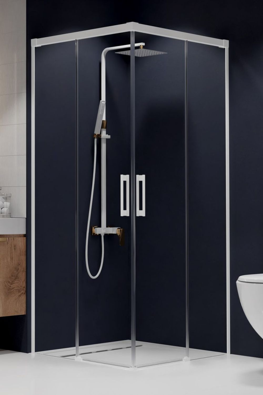 Radaway Idea White KDD drzwi prysznicowe 80 cm lewe biały mat/szkło przezroczyste 387061-04-01L