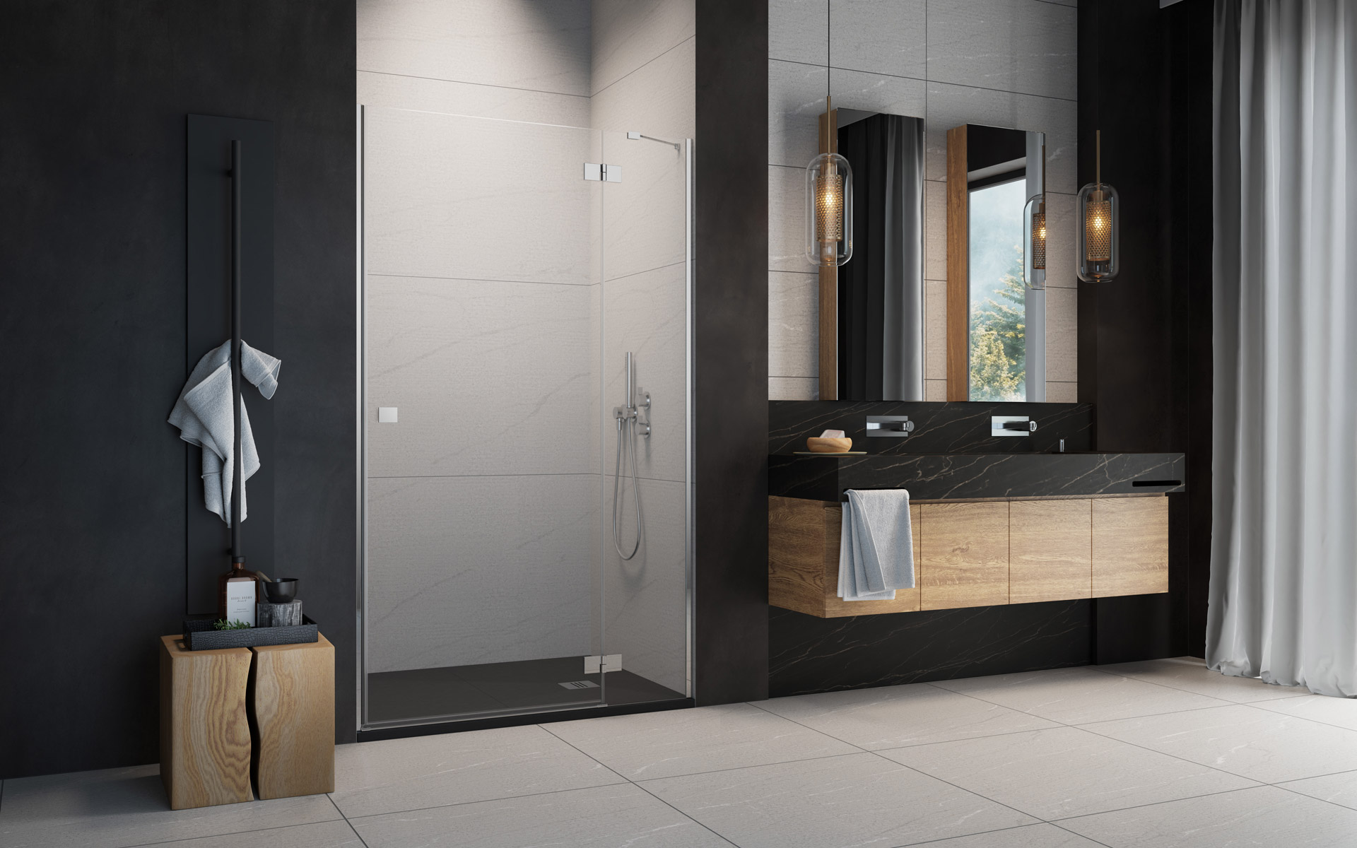 Radaway Essenza New DWJ drzwi prysznicowe 80 cm prawe chrom/szkło przezroczyste 1385012-01-01R