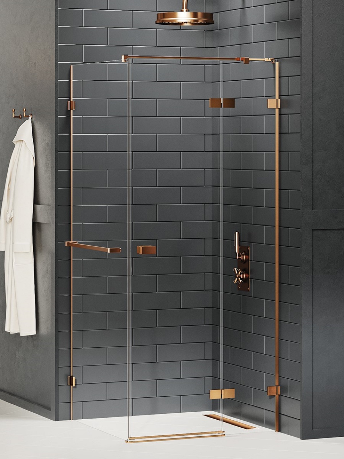 New Trendy Avexa Copper Brushed kabina prysznicowa 90x120 cm prostokątna prawa miedź szczotkowana/szkło przezroczyste EXK-3646
