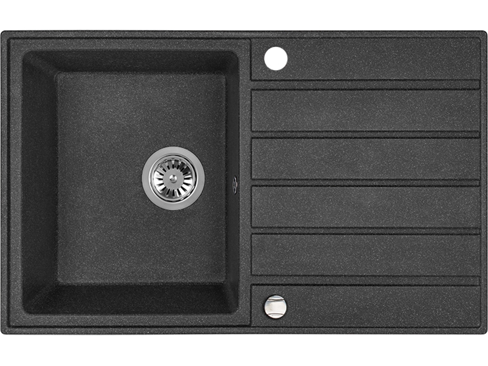 Laveo Margarita zlewozmywak granitowy 79x49 cm 1-komorowy czarny SBM711T