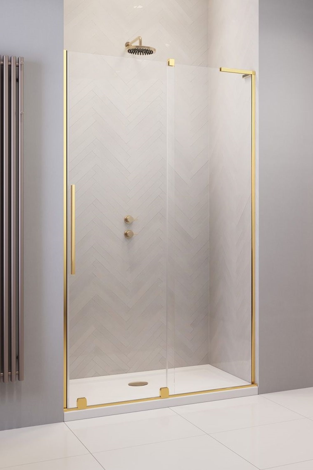 Radaway Furo SL Gold DWJ drzwi prysznicowe 62,2 cm prawe złoty połysk/szkło przezroczyste 10307622-09-01R