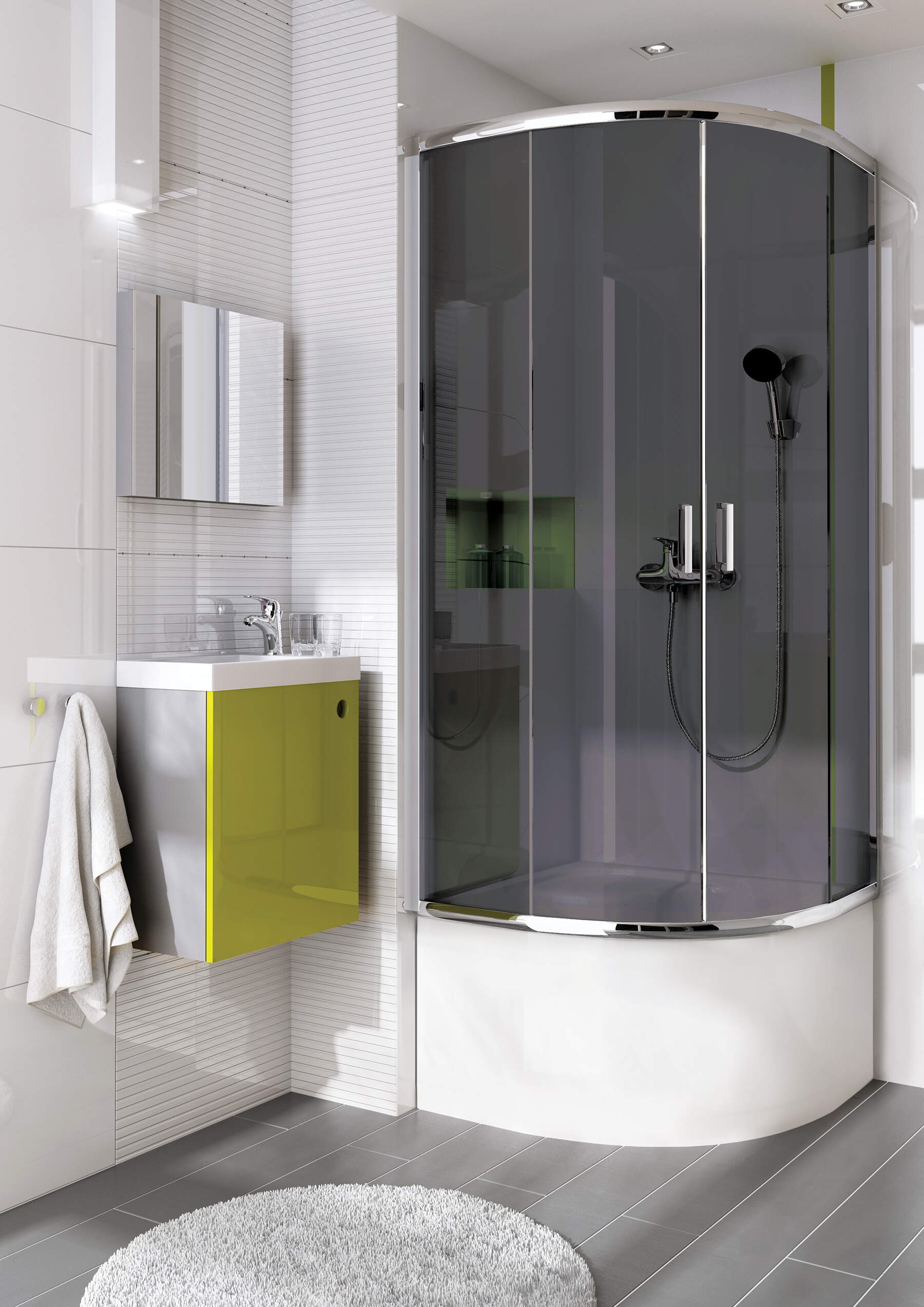 Deante Deep brodzik 80x80 cm półokrągły biały KTD042B