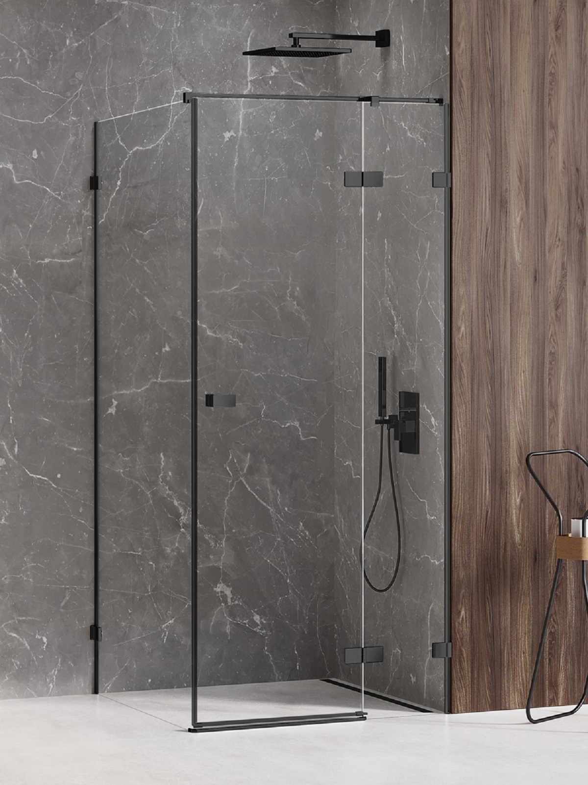 New Trendy Avexa Black kabina prysznicowa 80x100 cm prostokątna prawa czarny mat/szkło przezroczyste EXK-1567