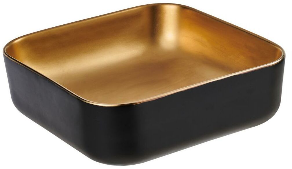 Invena Malaga umywalka 39 cm nablatowa kwadratowa czarny/złoty mat CE-39-017 - Wysyłka w 24h
