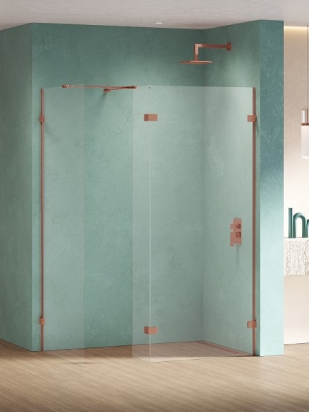New Trendy Eventa Copper Shine ścianka prysznicowa walk-in 120 cm miedź połysk/szkło przezroczyste EXK-6550