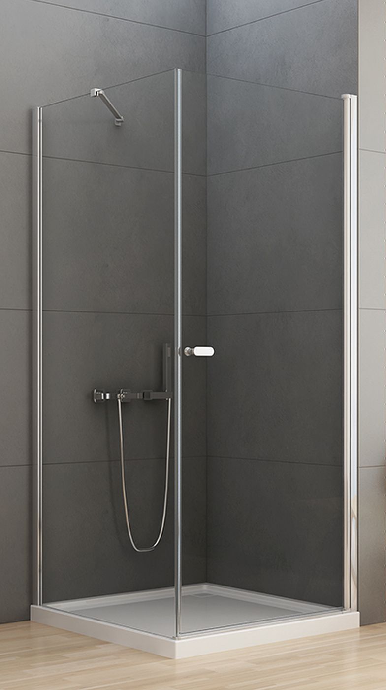 New Trendy New Soleo kabina prysznicowa 80 cm kwadratowa chrom/szkło przezroczyste D-0140A/D-0087B
