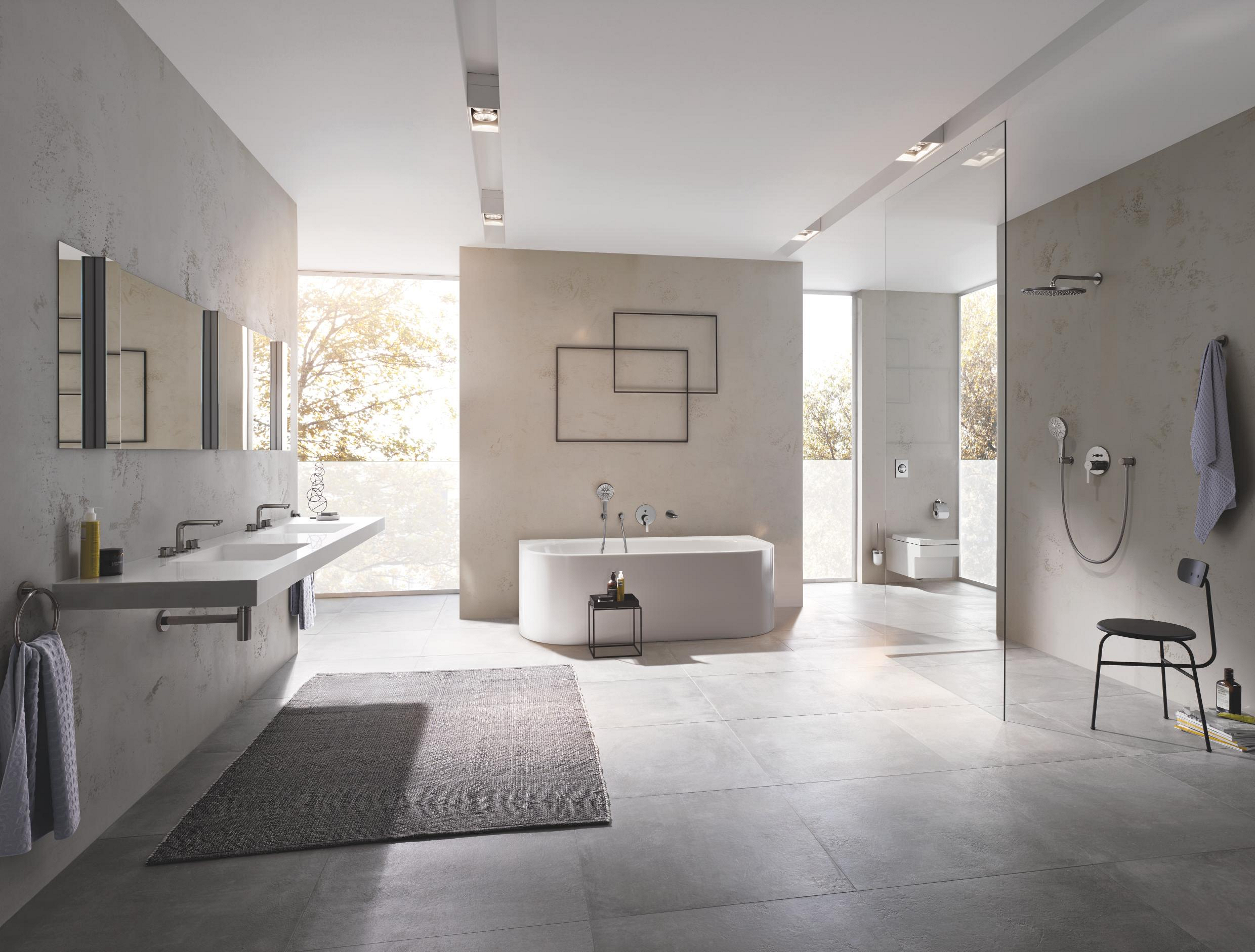 Grohe Rainshower deszczownica z ramieniem 31x31 cm okrągła Brushed Hard Graphite 26066AL0