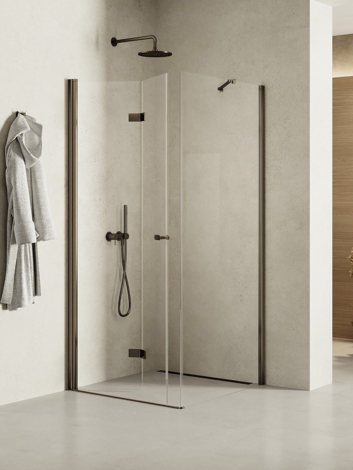 New Trendy New Soleo Gunmetal Brushed kabina prysznicowa 100x90 cm prostokątna grafitowy szczotkowany/szkło przezroczyste K-2213