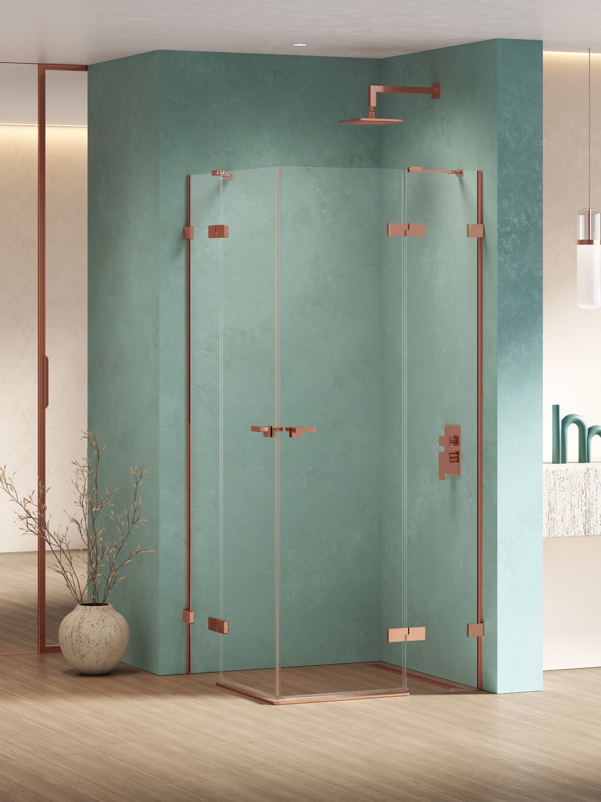 New Trendy Eventa Copper Shine kabina prysznicowa 80x100 cm prostokątna miedź połysk/szkło przezroczyste EXK-6432