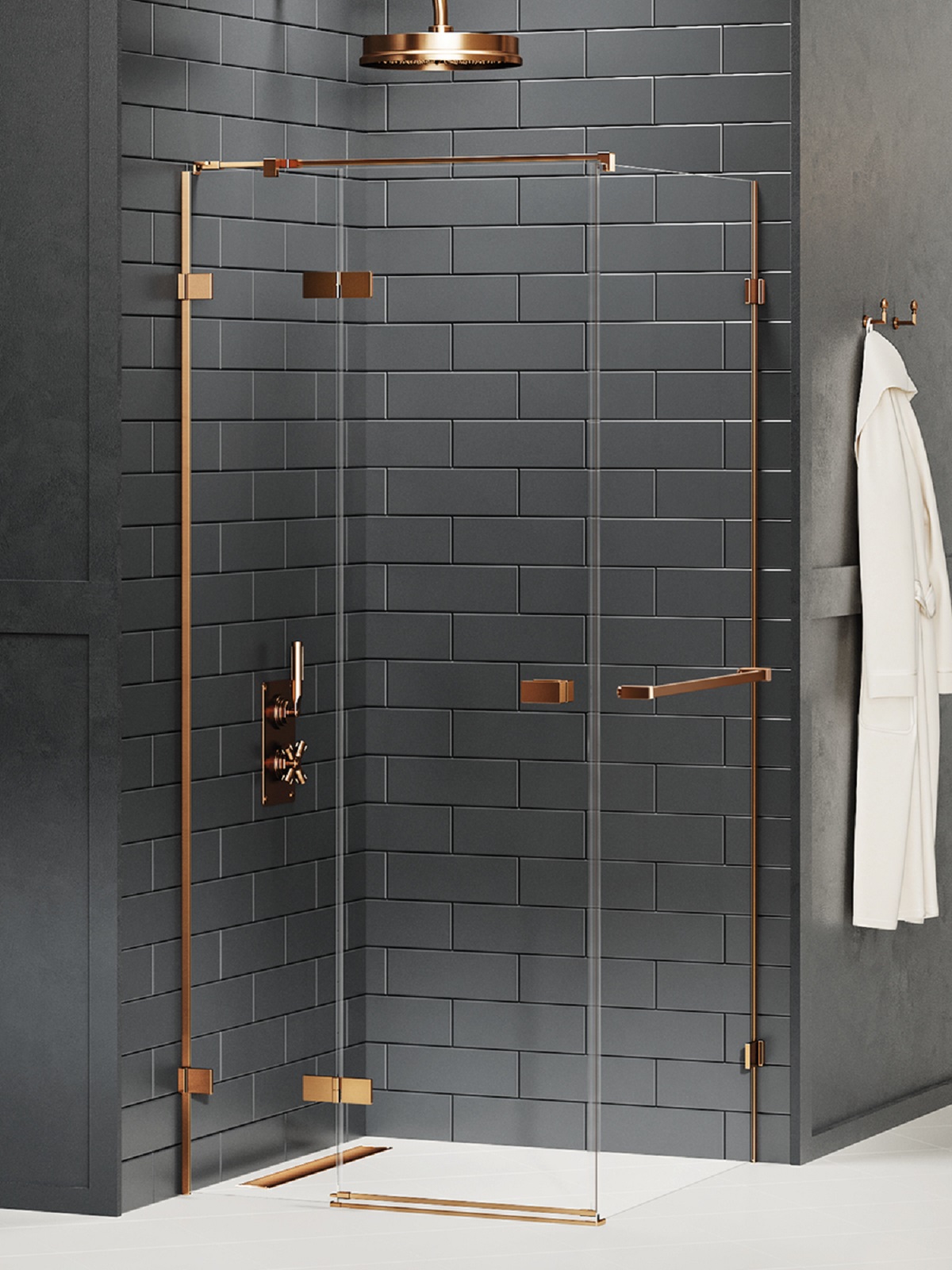 New Trendy Avexa Copper Brushed kabina prysznicowa 100x100 cm kwadratowa lewa miedź szczotkowana/szkło przezroczyste EXK-3620 - Wysyłka w 24h